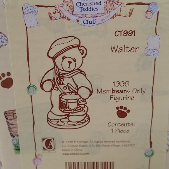 Cherished Teddies Walter 1999 Members Only Figurine - Picture 6 of 7